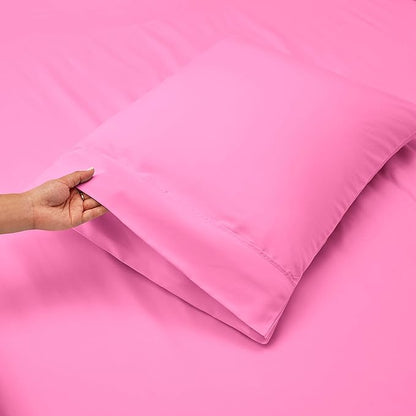 Nestl Queen Size Sheet Set, 4 Piece Extra Deep Pocket (18-24 inches), Microfiber, Hotel Luxury, Soft, Breathable, Wrinkle-Free, Easy to Care, Light Pink