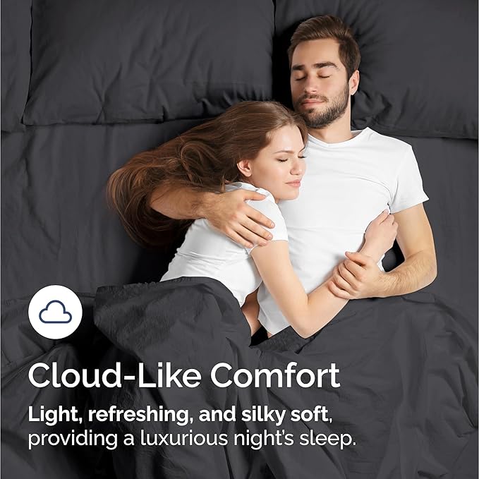 100% Rayon Derived From Bamboo - Bamboo Sheets Queen Size - Cooling Sheets for Queen - Ultra Soft, Breathable & Hotel Luxury Bedding - 1 Flat & 1 Fitted & 2 Pillowcases w/ 16 Inch Deep Pockets - Black