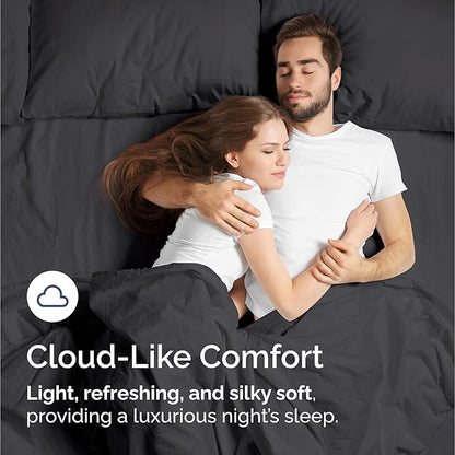 100% Rayon Derived From Bamboo - Bamboo Sheets Queen Size - Cooling Sheets for Queen - Ultra Soft, Breathable & Hotel Luxury Bedding - 1 Flat & 1 Fitted & 2 Pillowcases w/ 16 Inch Deep Pockets - Black