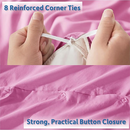 Nestl Light Pink California King Duvet Cover Sets - Soft Double Brushed Cal King Duvet Cover, 3 Piece, with Button Closure, 1 Duvet Cover 104x98 inches and 2 Pillow Shams