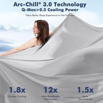 Elegear Cooling Blanket for Hot Sleepers, Double-Sided Arc-Chill® 3.0 Cooling Tech, Q-Max >0.5 Cool to Touch Cooling Blankets, Soft Breathable Summer Blanket for Night Sweats & Hot Flashes, Twin
