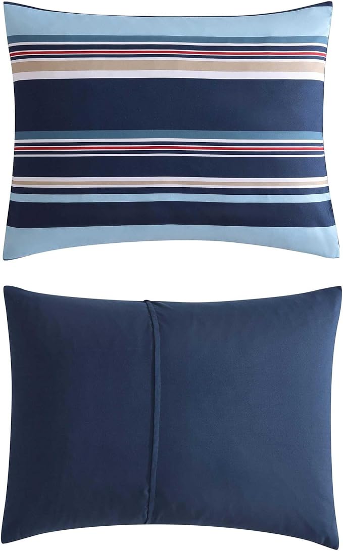Nautica - Twin/Twin XL Comforter Set, Ultra Soft Bedding with a Woven Textured Feel, Medium Weight for Year Round Comfort, 4 Piece Bed Set with Matching Pillowcase & Bonus Throw Pillows (Colton Blue)