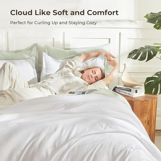 Litanika Twin XL Comforter Set White - 2 Pieces Extra Long Bed Set for College Dorm, All Season Bedding Set for Girls and Boys