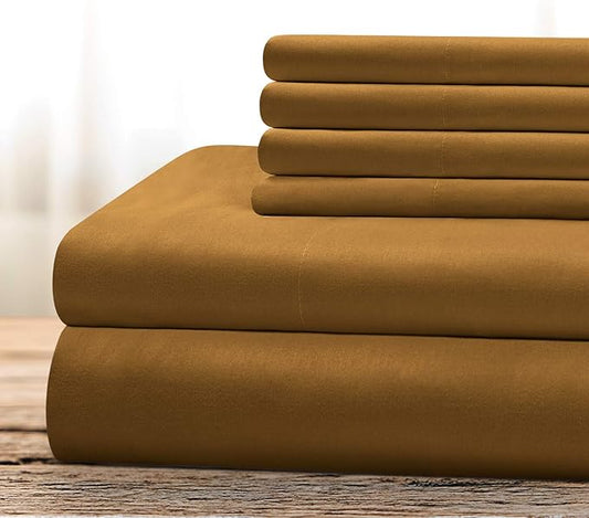 BYSURE 6 Pieces Bed Sheets Set(Full, Mocha) - Super Soft 1800 Thread Count 100% Microfiber Sheets with Deep Pockets, Wrinkle & Fade Resistant