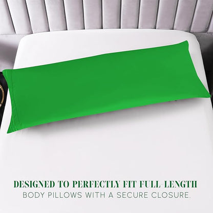 Elegant Comfort Luxury Ultra-Soft 1-Piece Pillowcase Set - 1500 Premium Hotel Quality Microfiber Double Brushed - Wrinkle Resistant, Body Pillowcase Size, Emerald Green
