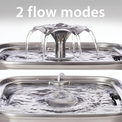 Veken Innovation Award Winner Stainless Steel Cat Water Fountain, 108oz | Automatic Pet Fountain Dog Water Dispenser with 3 Replacement Filters & Silicone Mat, Gifts for Cats, Dogs (Silver)