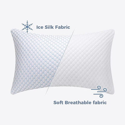 OSBED Adjustable Cooling Shredded Memory Foam Pillows King Size Set of 4 - Temperature-Regulating for Hot Sleepers with Dual Airflow Ventilation(CertiPUR-US & Hypoallergenic & Machine Washable)