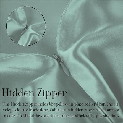 Mulberry Silk Pillowcase for Hair and Skin Prevent Acne Pillow Cases Both Sides Real Silk Pillowcases Organic Silk Pillowcase with Hidden Zipper, Sage Green, King (20"×36")