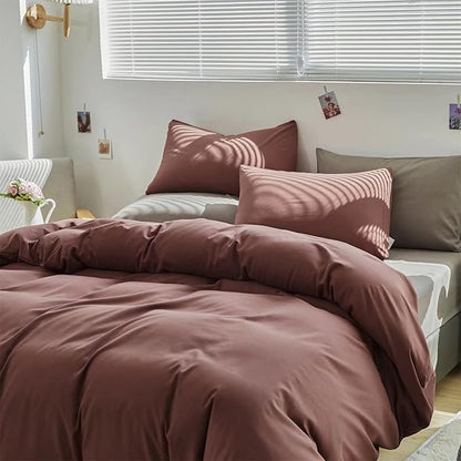 Houseri Brick Red Comforter Full Size, 3 Pcs Blackish Purple Plum Bedding Sets Full Comfy Soft Teen Girls Women Vintage Brick Aubergine Comforter Sets Dark Brown Purple Bed Quilts Blankets Full