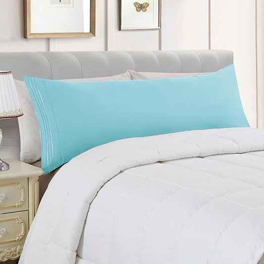 Elegant Comfort Luxury Ultra-Soft 1-Piece Body Pillowcase - 1500 Premium Hotel Quality Microfiber Double Brushed - Wrinkle Resistant, Body Pillowcase Size, Aqua Blue
