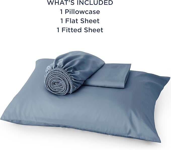 Bedsure Cooling Sheets Twin, Rayon Derived from Bamboo, PureWoven, Breathable & Soft Twin Sheets Set, Deep Pocket Up to 16 Inches, Hotel Luxury Silky Bedding for Hot Sleepers, Dusty Blue
