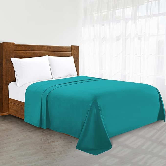 Luxury Flat Sheet on Amazon Elegant Comfort Wrinkle-Free 1500 Premier Hotel Quality 1-Piece Flat Sheet, King Size, Turquoise