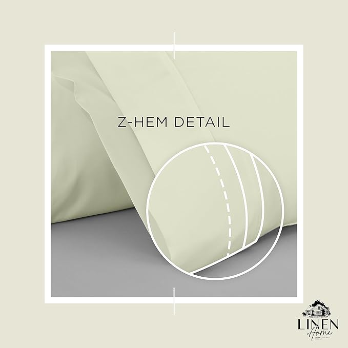 Linen Home 100% Cotton Percale Pillowcases Queen/Standard Size, Cream, 2 Pieces of Pillow Case, Crisp and Cool Strong Bed Linen, 20 inches X 30 inches