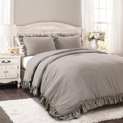 Lush Decor Reyna Ruffle Comforter Set - 3 Piece Cozy Ruffled Bedding Set - Timeless Elegance and Comfort for Bedroom - King, Blush