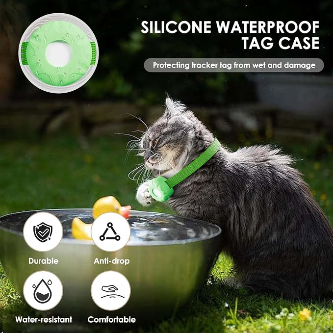 Cat Tracker with Cat Tracker Collar, Mini GPS Tracker, Pet Trackers No Subscription, Anti-Lost Trackers, Finder Tag for Vehicles, Pets, Kids, Green