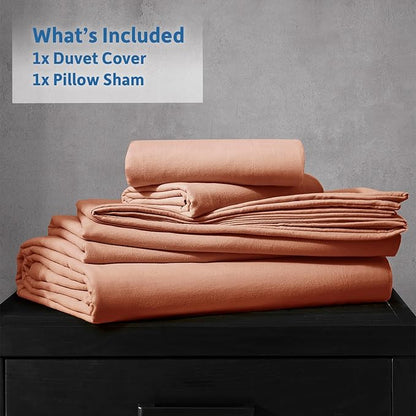 Nestl Twin Duvet Cover Set - Soft Prewashed Rust Duvet Cover Twin/Twin XL, 2 Piece, with Zipper Closure, 1 Duvet Cover 68x90 inches and 1 Pillow Sham