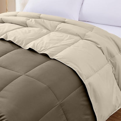 Modern Threads Down Alternative Reversible Comforter Taupe/Champagne Queen