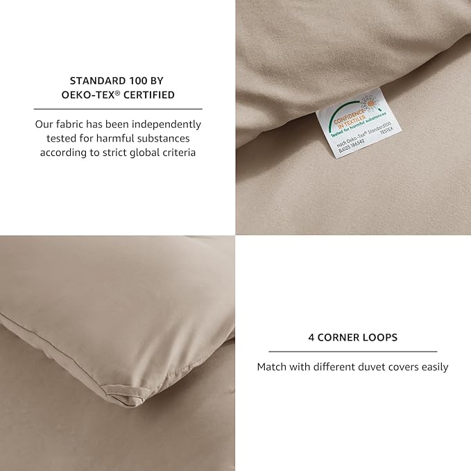 CozyLux Queen Comforter Set Khaki, 3 Pieces Solid Comforters Queen Size Breathable Quilted Bedding Sets, Luxury Soft Lightweight Bed Set with Down Alternative Comforter and 2 Pillowcases All Seasons