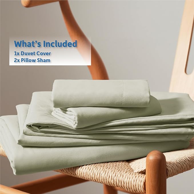 Nestl Light Sage Duvet Cover King Size - Soft Double Brushed King Duvet Cover Set, 3 Piece, with Button Closure, 1 Duvet Cover 104x90 inches and 2 Pillow Shams