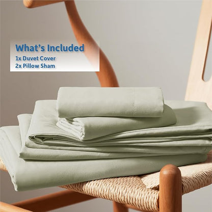 Nestl Light Sage Duvet Cover Full Size - Soft Double Brushed Full Size Duvet Cover Set, 3 Piece, with Button Closure, 1 Duvet Cover 80x90 inches and 2 Pillow Shams