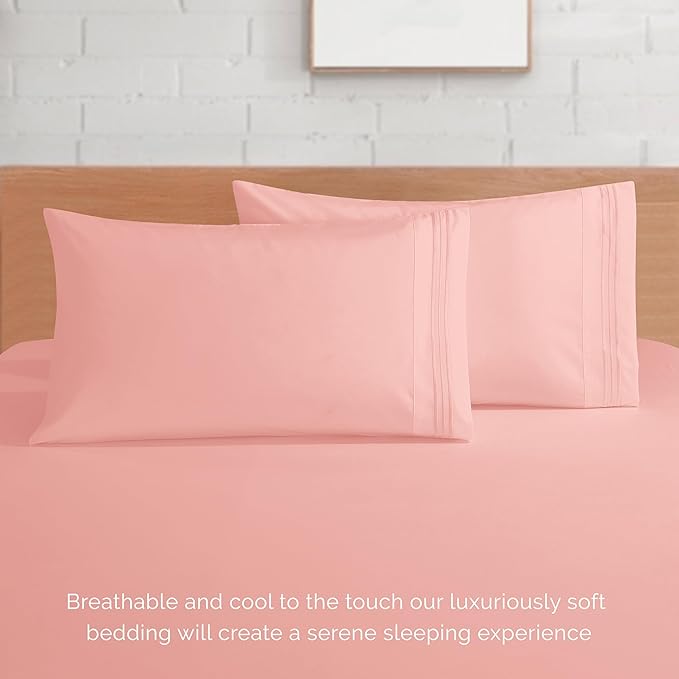 Elegant Comfort Luxurious 1500 Premium Hotel Quality Microfiber 4-Piece Sheet Set, 18-24 Inches Deep - Extra Deep Pocket Sheets - Ultra Soft 4PC Deep Pocket Sheets, California King, Dusty Rose