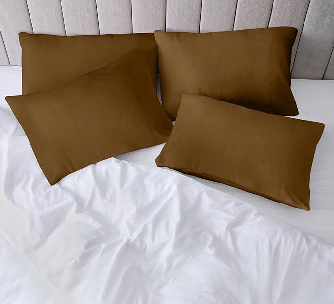 Utopia Bedding Queen Pillowcases - 4 Pack - Envelope Closure - Soft Brushed Microfiber Fabric - Shrinkage and Fade Resistant Pillow Covers Queen Size 20 X 30 Inches (Queen, Mocha)