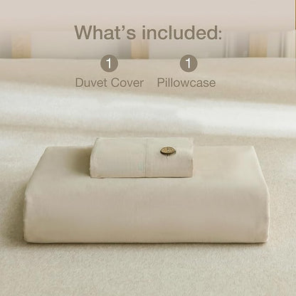 JELLYMONI Cotton Duvet Cover Twin XL Size - Light Khaki Comforter Cover with Button 100% Washed Cotton 2PCS Breathable Soft Solid Bedding Set Duvet Cover 66×92in & 1 Pillowcase (NO Comforter)