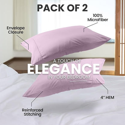 Utopia Bedding Queen Pillow Cases - 2 Pack - Envelope Closure - Soft Brushed Microfiber Fabric - Shrinkage and Fade Resistant Pillow Covers Queen Size 20 X 30 Inches (Queen, Lavender)