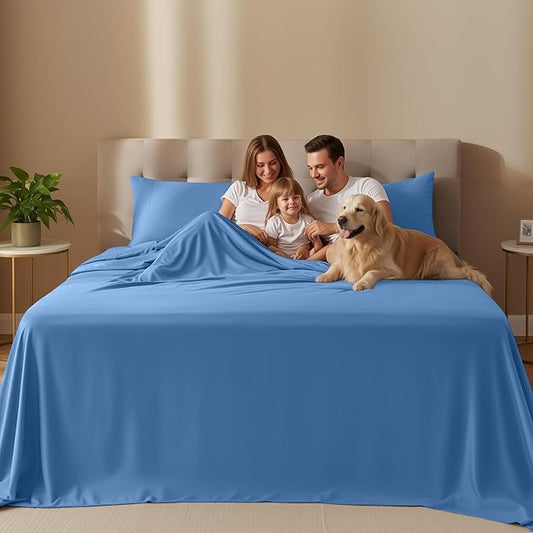 Utopia Bedding Queen Size Sheet Set – 4 Piece Bed Sheets, Soft and Breathable Microfiber, Includes 1 Fitted Sheet, 1 Flat Sheet and 2 Pillowcases – Oeko Tex (Dutch Blue)