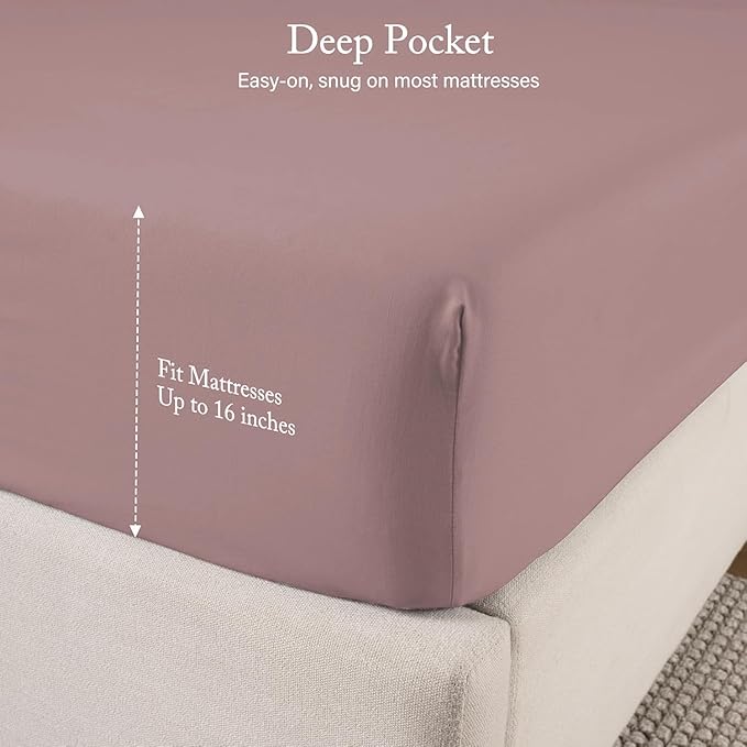 ROSE&RISY Lavender Twin Sheet Set, Pre-Washed Brushed Cotton-Like Microfiber, 3 Pcs Soft Breathable Sheet Set Twin,Fade Resistant, Includes 1 Fitted, 1 Flat, 1 Pillowcases (Lavender, Twin)