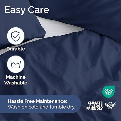Duvet Cover King Size Set - Extra Soft King Duvet Cover 104" x 90" with 2 Pillow Shams - Hotel Luxury, Easy Care & Fade Free w/ Zipper Closures & Ties - All Season, Comfy and Breathable (Navy Blue)