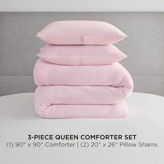 Juicy Couture Marshmallow Pink Velour Full/Queen Comforter Set - 3 Piece Luxury Bedding Ensemble