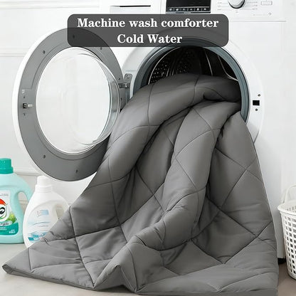 3-Piece Queen Comforter Set,All-Season,Soft & Hypoallergenic &Breathable Bedding,Polyester Quilted,Down Alternative(Comforter*1 & Pillowcases*2),Dark Gray