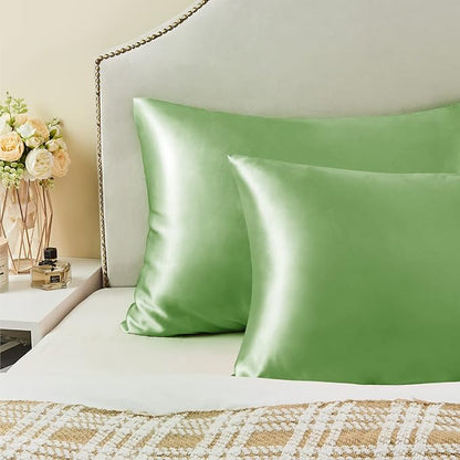BEDELITE Satin Pillowcase for Hair and Skin, Super Soft and Cooling Similar to Silk Pillow Cases 2 Pack with Envelope Closure, Gift for Women Men(20"x40" King Size, Sage Green)