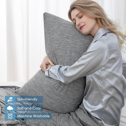 CHOSHOME Body Pillow Cover, Cooling Pillow Cases Zipper Long Pillow Case for Hot Sleepers Q-Max > 0.45, Soft, Breathable, Skin-Friendly, 2 Pack (20"x54", Grey)