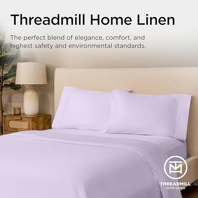 Threadmill Sheets for Twin Mattress | 800 Thread Count Twin Bed Sheets Set with 15” Deep Pocket | Sateen Weave, Better Than Egyptian Cotton, 3-Piece Bedding Set with Cooling Effect | Lilac
