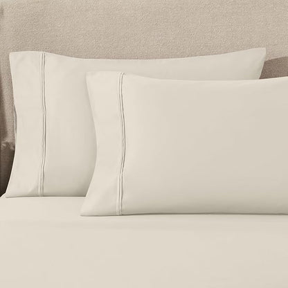 Superior 1200 Thread Count 100% Egyptian Cotton, Soft and Breathable, 2-Piece King Pillowcase Set Solid, Ivory