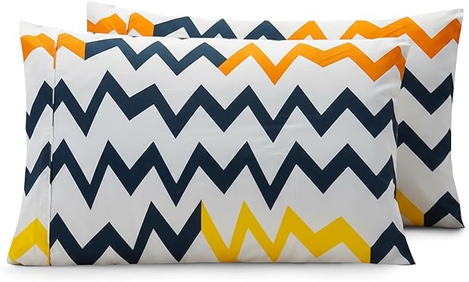 Elegant Comfort Luxury Ultra-Soft 2-Piece Pillowcase Set - 1500 Premium Hotel Quality Microfiber Double Brushed - Wrinkle Resistant, King Size, Chevron Pattern Colorful