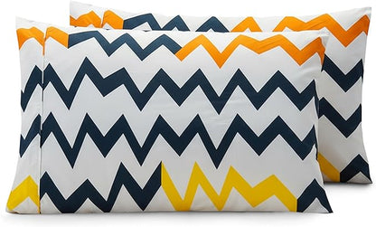 Elegant Comfort Luxury Ultra-Soft 2-Piece Pillowcase Set - 1500 Premium Hotel Quality Microfiber Double Brushed - Wrinkle Resistant, King Size, Chevron Pattern Colorful