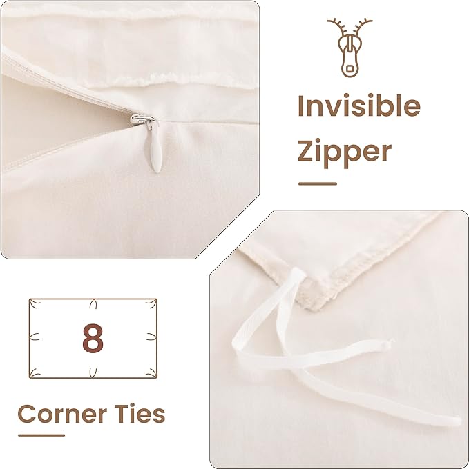 NEXHOME PRO Duvet Cover,Beige 3 Pieces Boho Tufted Duvet Cover Set, Soft and Lightweight 100% Washed Microfiber Comforter Cover Set for All Season(Beige Cal King, 104 x 98)-No Comforter
