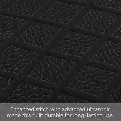 Yiran Black Quilt Set King Size Bedding Set Fall Bedspreads Embossed Diamond Pattern 3 Piece Soft Microfiber Coverlet for All Season with 2 Pillow Shams (King, 106x96 Inch)