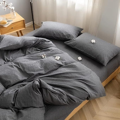 FACE TWO FACE Bedding Duvet Cover Set100% Washed Cotton Duvet Cover Linen Like Textured Breathable Durable Soft Comfy (California King, Gray)