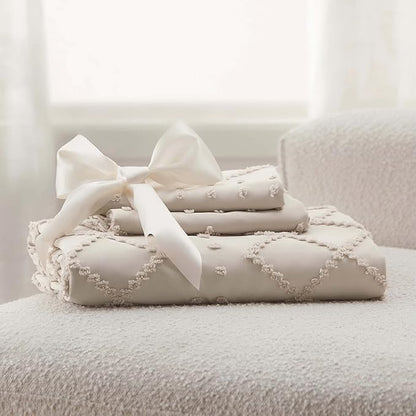 Bedsure Boho Twin Duvet Cover Size - Beige Breathable & Soft Boho Bedding, Machine Washable Comforter Cover for All Seasons, Includes 1 Duvet Cover 68"x90" with 1 Pillow Sham & Zipper Closure