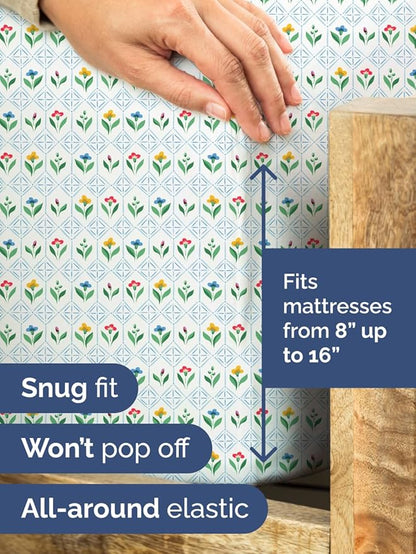 Floral Sheets - Flower Print Bed Sheet Set - 1 Flat, 1 Fitted & 2 Pillowcases w/ Deep Pockets - Comfy, Cozy, Wrinkle & Fade Free - Boho Botanical Bedding - Soft, Breathable & Cooling - Full Size Set
