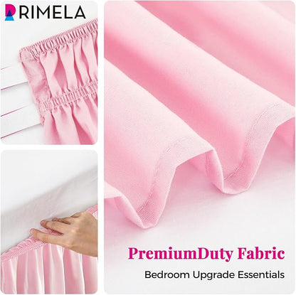 RIMELA Bed Skirt Twin Size Dusty Pink 15 Inch Drop, Wrap Around Elastic Bedskirt, Dust Ruffle for Adjustable Bed Base Soft Durable Fabric Machine Washable Easy to Install Bed Skirts