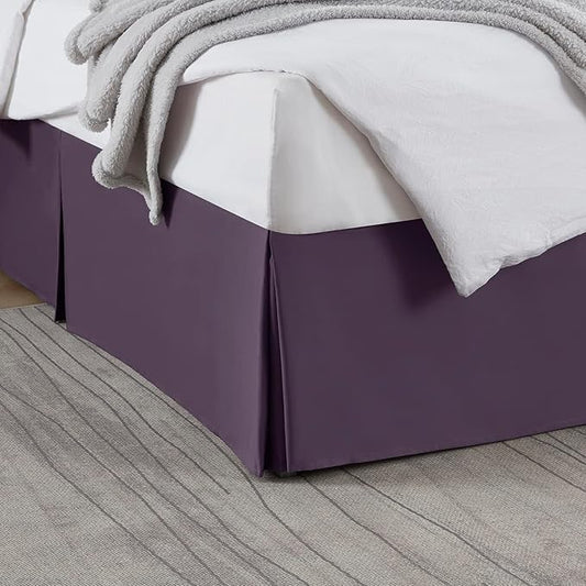 Nestl Dark Purple Twin XL Bed Skirt - Twin XL Size Bed Skirt 14 Inch Drop - Brushed Microfiber Bed Skirts - Hotel Quality Pleated Bed Skirt - Shrinkage & Fade Resistant