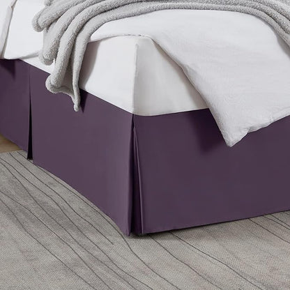 Nestl Dark Purple Full Bed Skirt - Full Size Bed Skirt 14 Inch Drop - Brushed Microfiber Bed Skirts - Hotel Quality Pleated Bed Skirt - Shrinkage & Fade Resistant