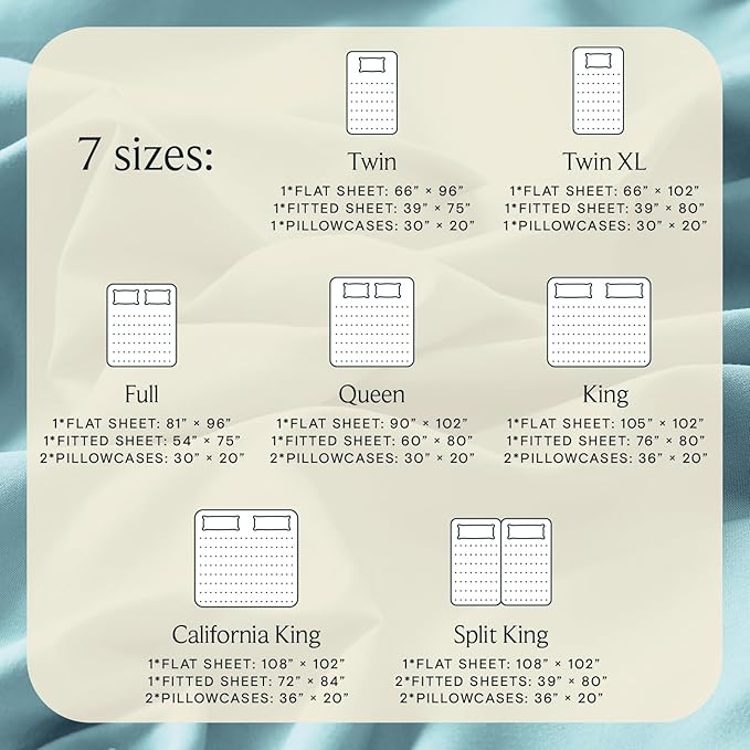 LuxClub 5 PC Split King Sheet Set, Breathable Luxury Bed Sheets, Deep Pockets 18" Eco Friendly Wrinkle Free Cooling Sheets Machine Washable Hotel Bedding Silky Soft - Aqua Split King