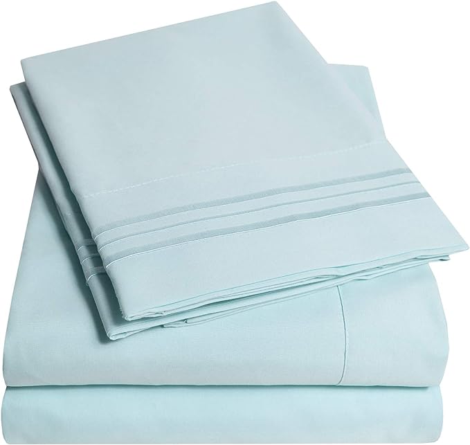 1500 Supreme Collection Bed Sheets - PREMIUM QUALITY BED SHEET SET & LOWEST PRICE, SINCE 2012 - Deep Pocket Wrinkle Free Hypoallergenic Bedding - Over 40+ Colors & Prints- 4 Piece, Full, Light Blue