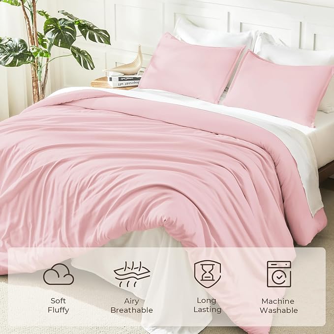 Litanika Twin XL Comforter Set Pink - 2 Pieces Extra Long Bed Set for College Dorm, All Season Bedding Set for Girls and Boys